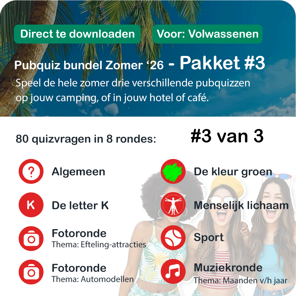 Pubquiz bundel XL Zomer 2026 pakket 3