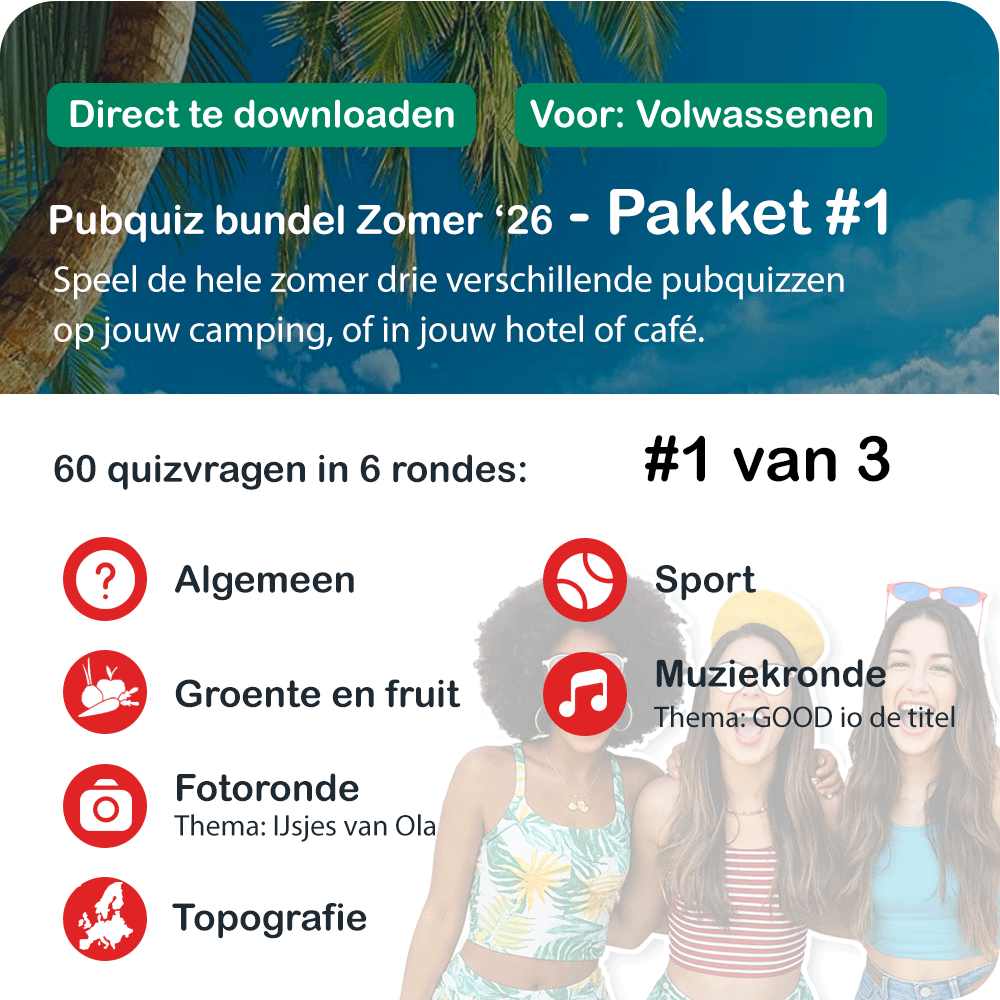 Pubquiz Zomerbundel 2026 pakket 1