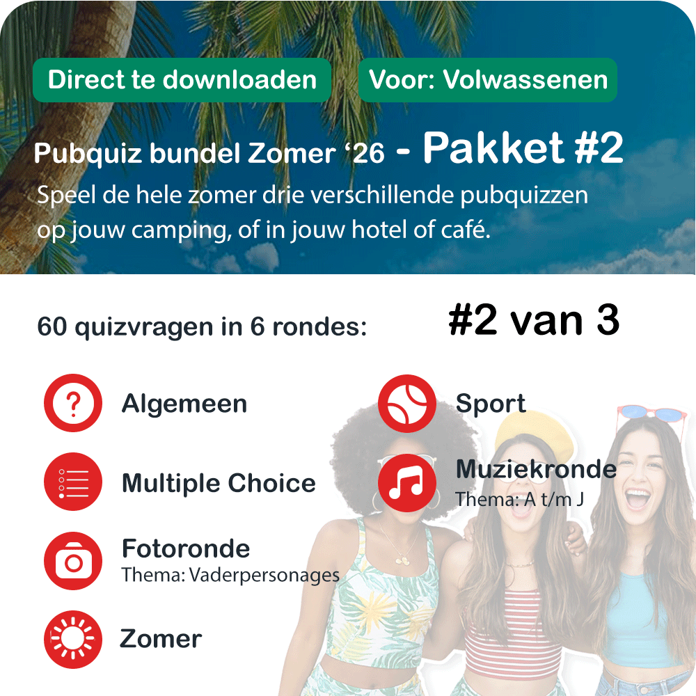 Pubquiz Zomerbundel 2026 pakket 2