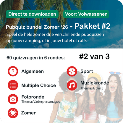 Pubquiz Zomerbundel 2026 pakket 2