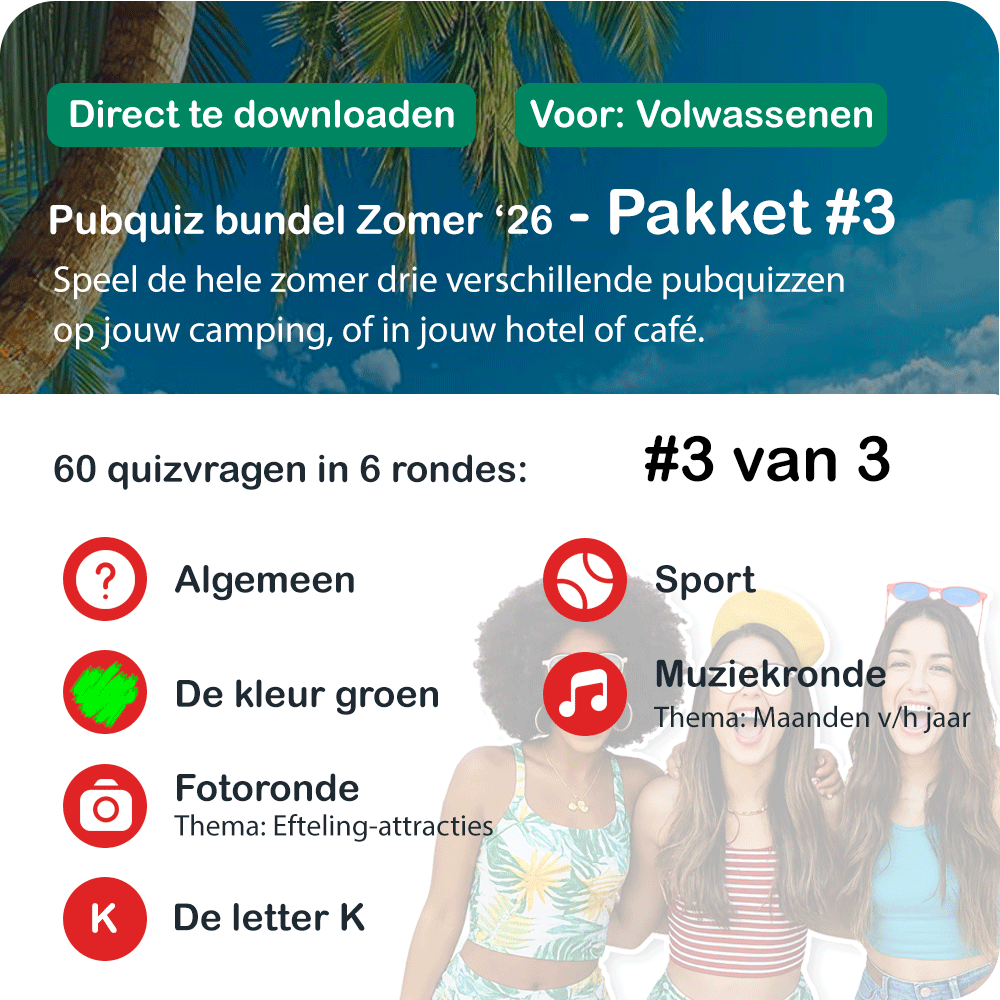Pubquiz Zomerbundel 2026 pakket 3