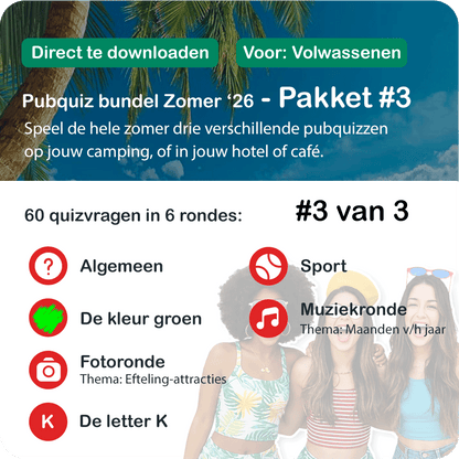 Pubquiz Zomerbundel 2026 pakket 3