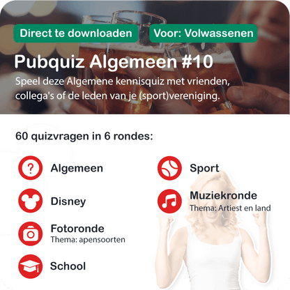Pubquizpakket Algemeen Nr 10 rondes