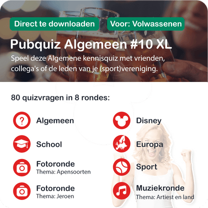 Pubquizpakket Algemeen Nr 10 XL rondes