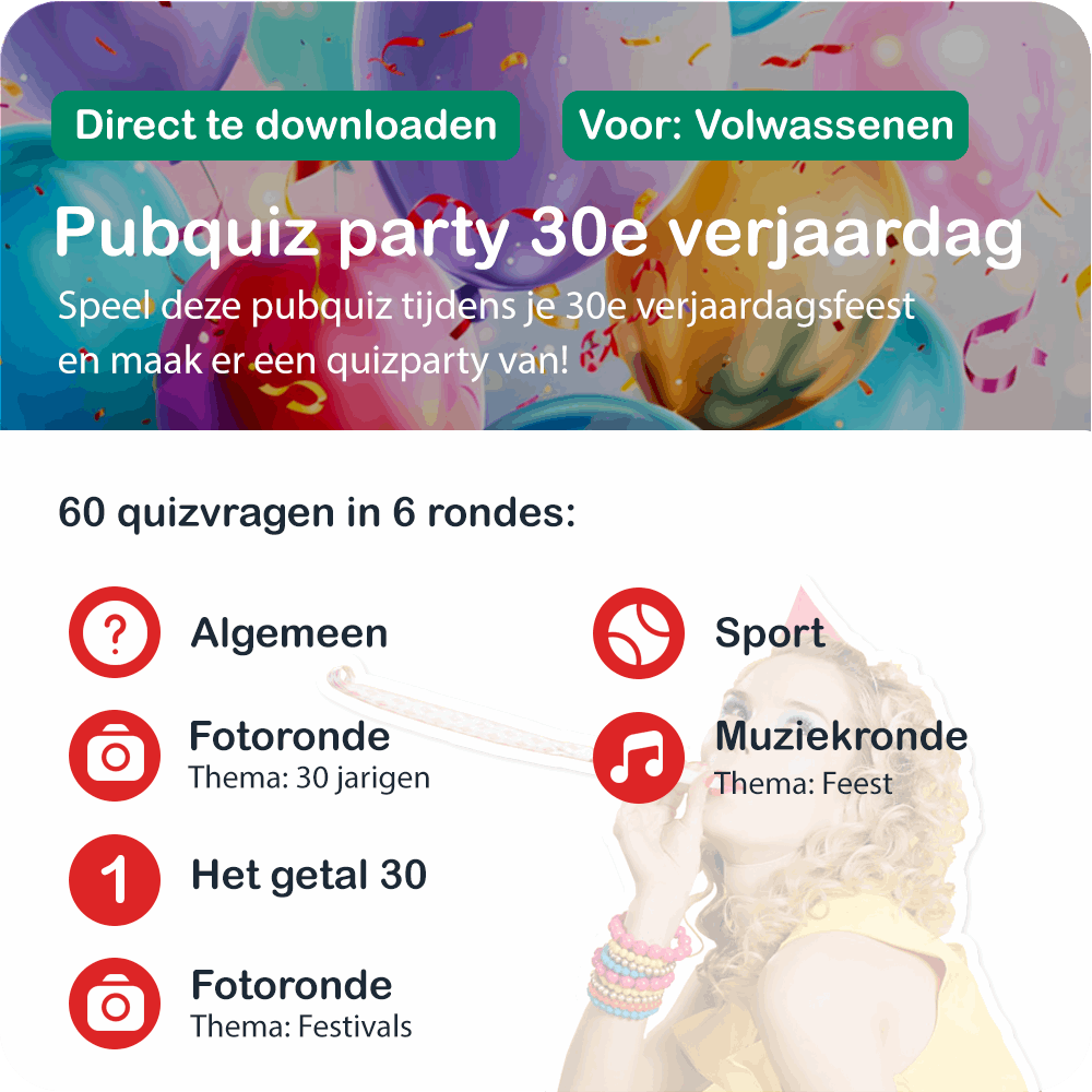 Party Pubquizpakket 30 jaar