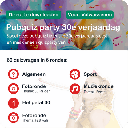 Party Pubquizpakket 30 jaar